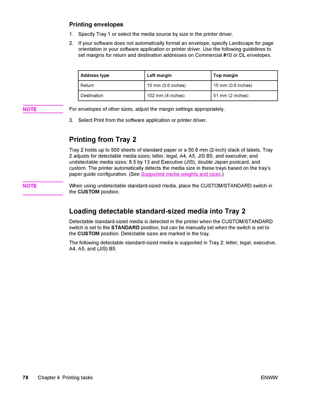 Compaq LaserJet 4610n manual Printing from Tray, Loading detectable standard-sized media into Tray, Printing envelopes 