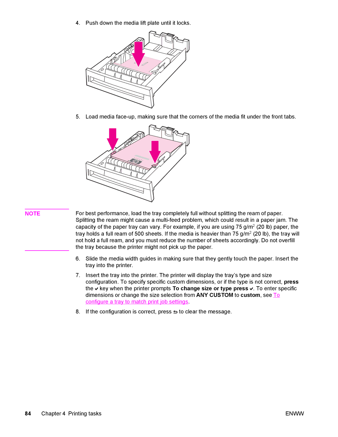 Compaq LaserJet 4610n manual Configure a tray to match print job settings 