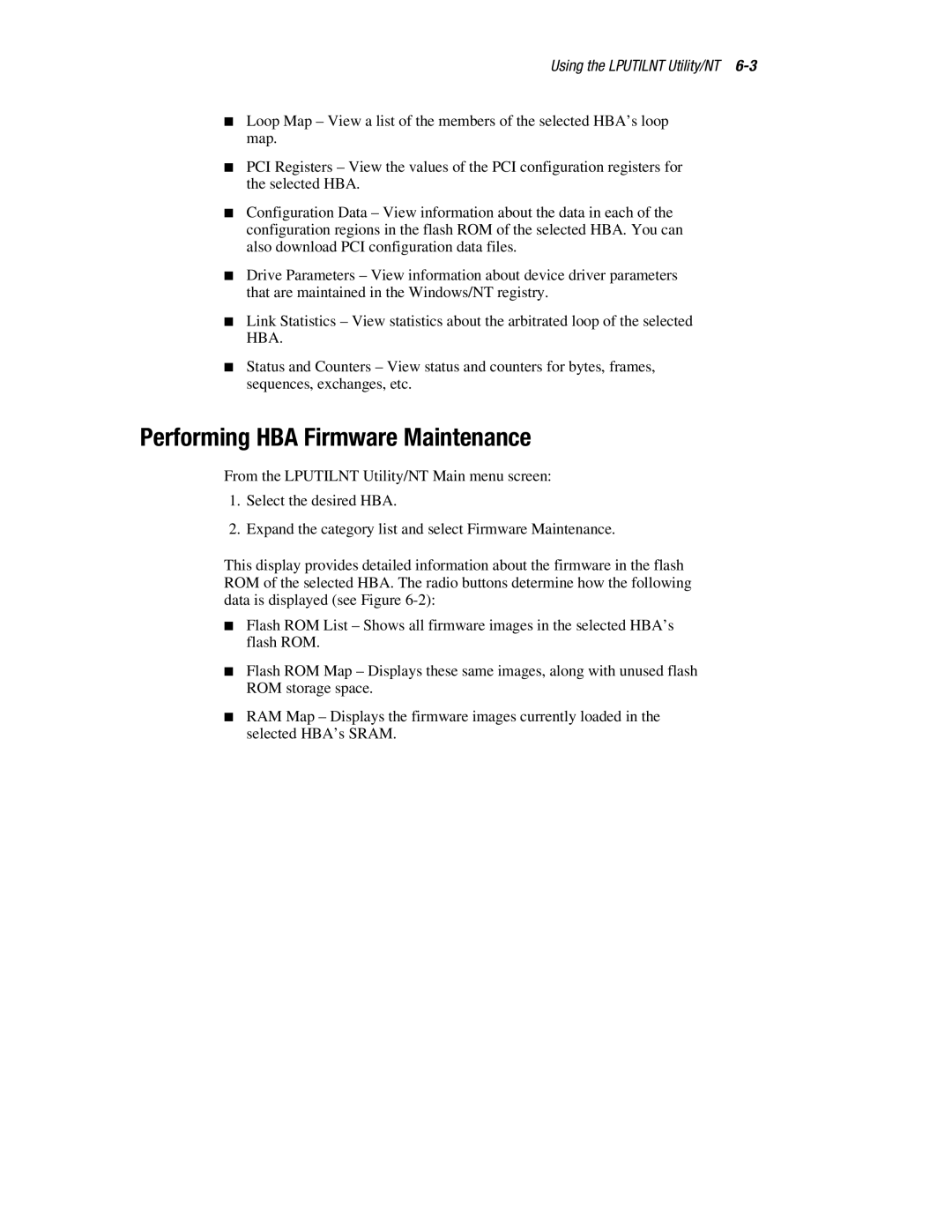 Compaq LP8000-F1 manual Performing HBA Firmware Maintenance, Using the Lputilnt Utility/NT 