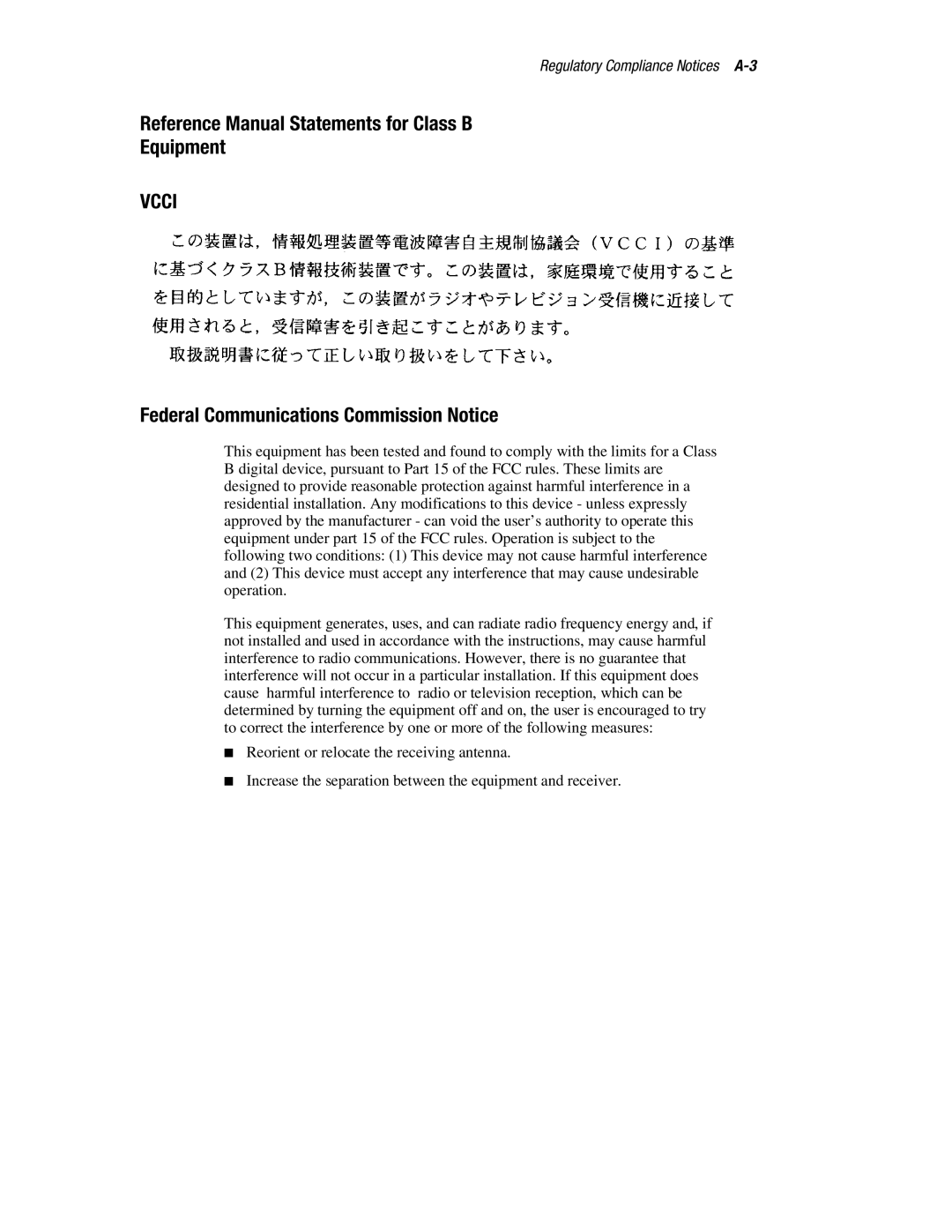 Compaq LP8000-F1 manual Reference Manual Statements for Class B Equipment, Federal Communications Commission Notice 