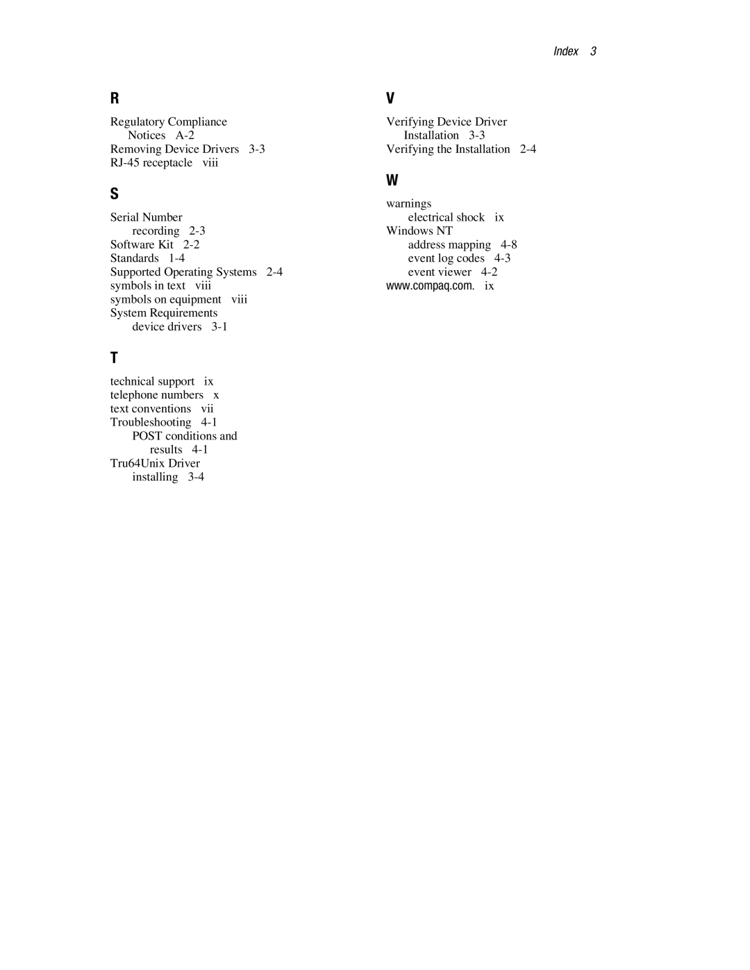 Compaq LP8000-F1 manual Index 