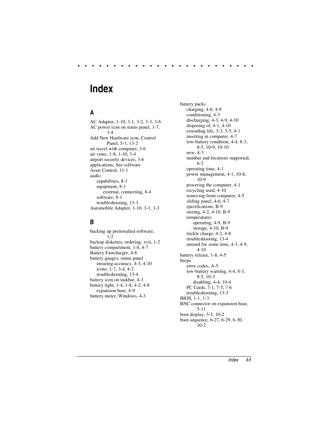 Compaq LTE 5000 manual Index 