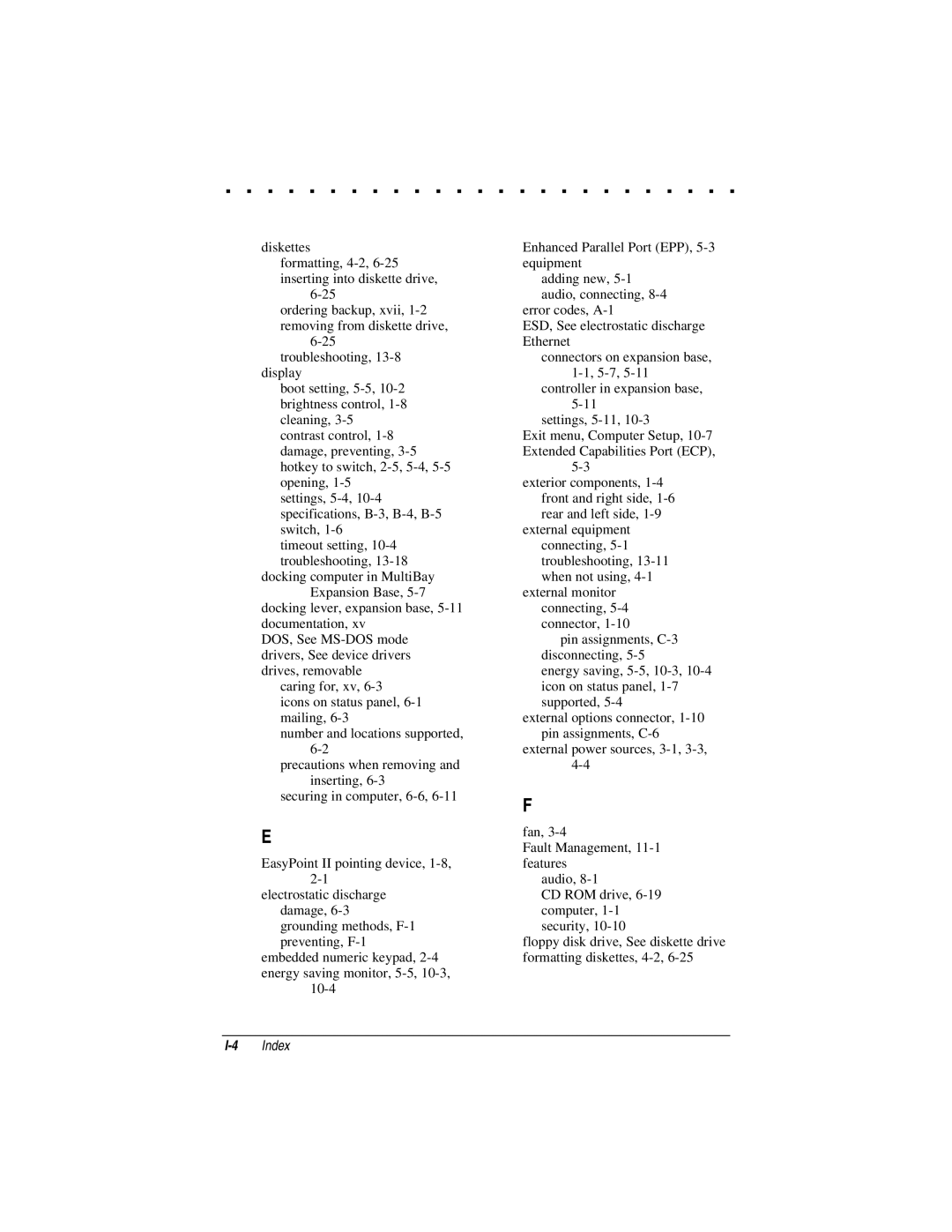 Compaq LTE 5000 manual 4Index 