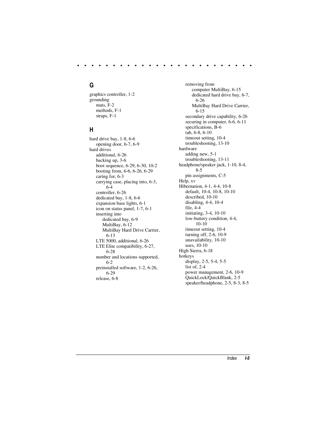 Compaq LTE 5000 manual Index 