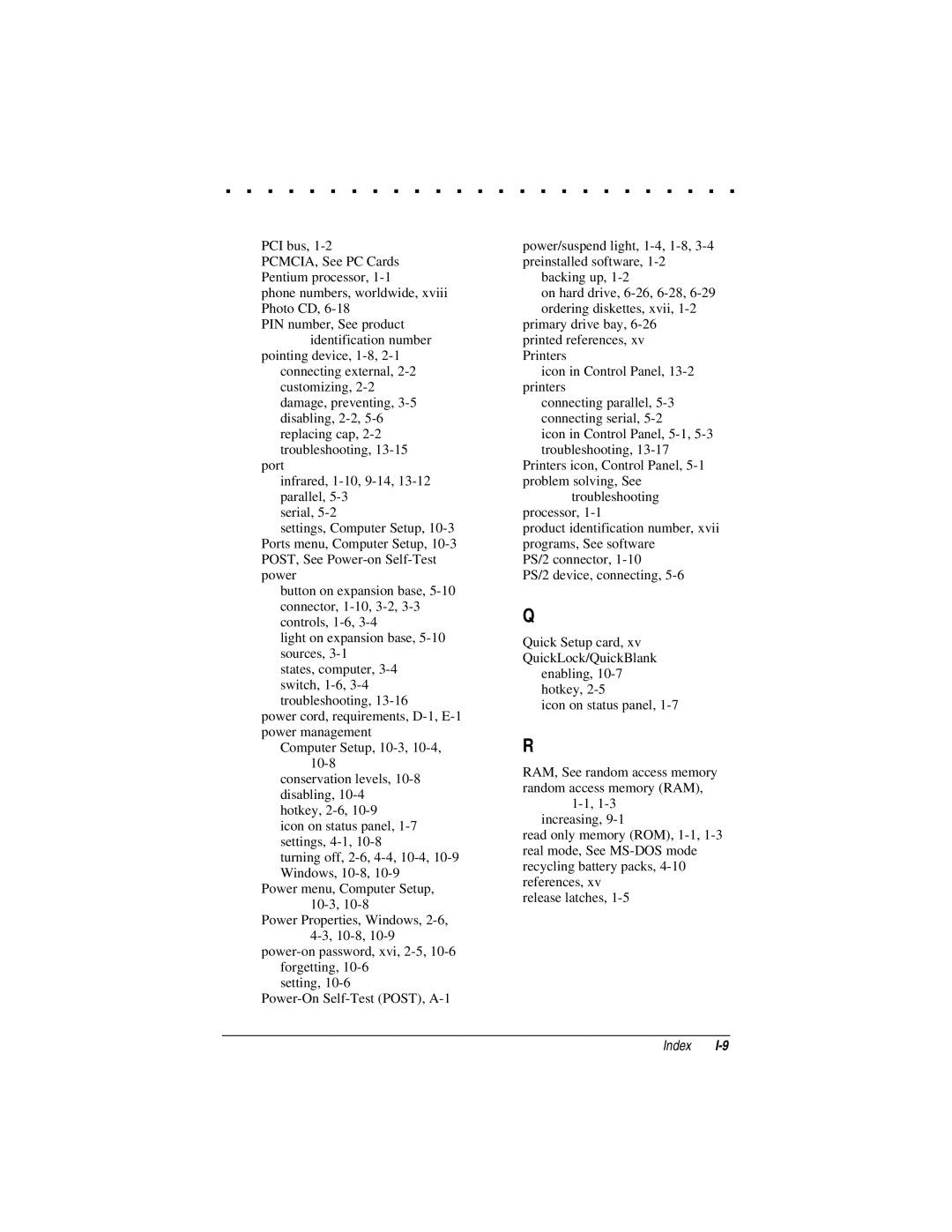 Compaq LTE 5000 manual Index 