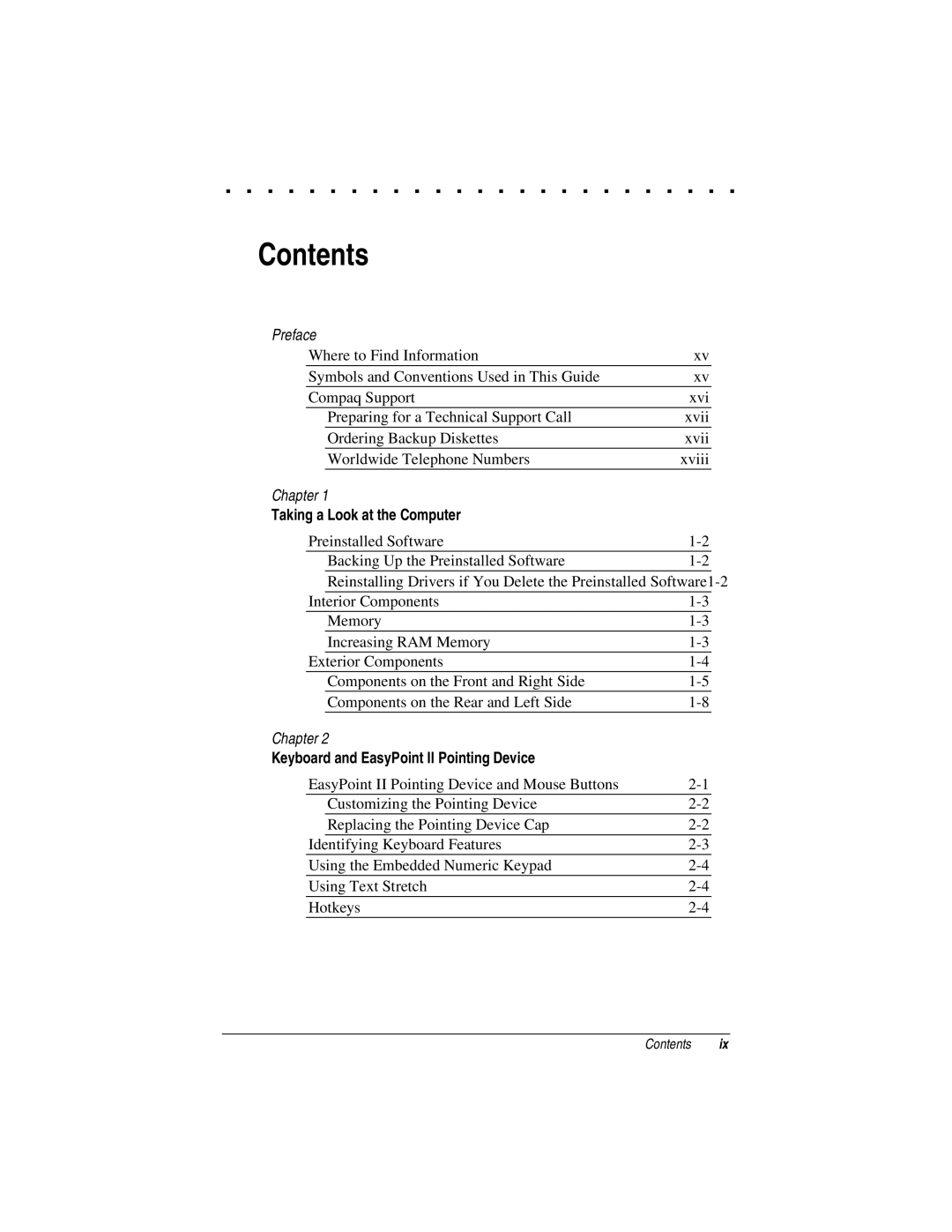 Compaq LTE 5000 manual Contents 