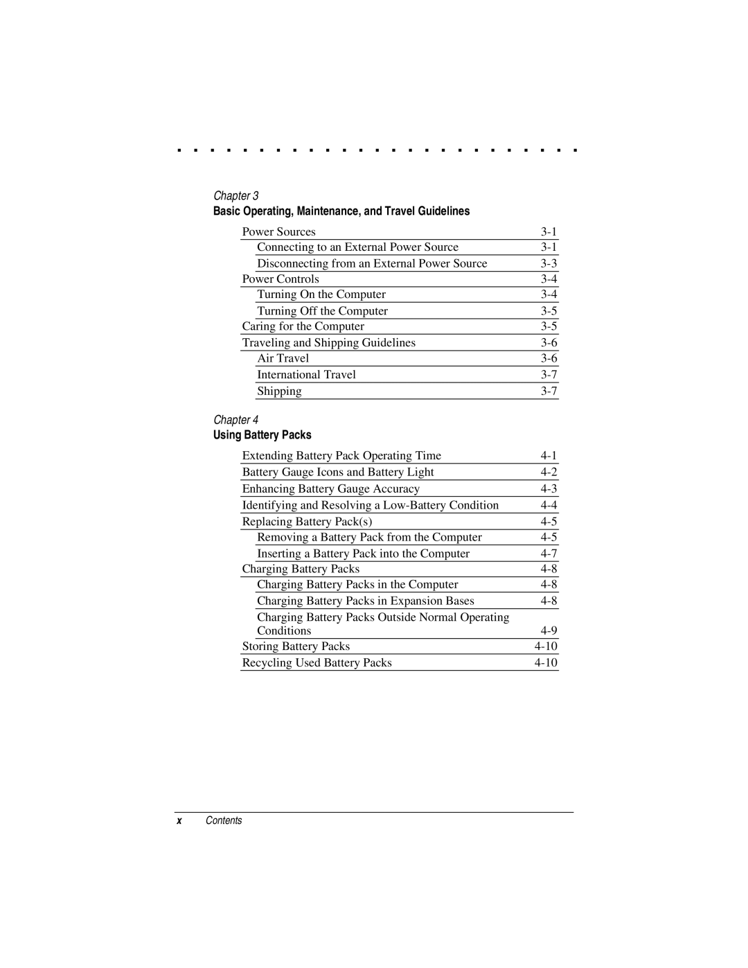 Compaq LTE 5000 manual Basic Operating, Maintenance, and Travel Guidelines, Using Battery Packs 