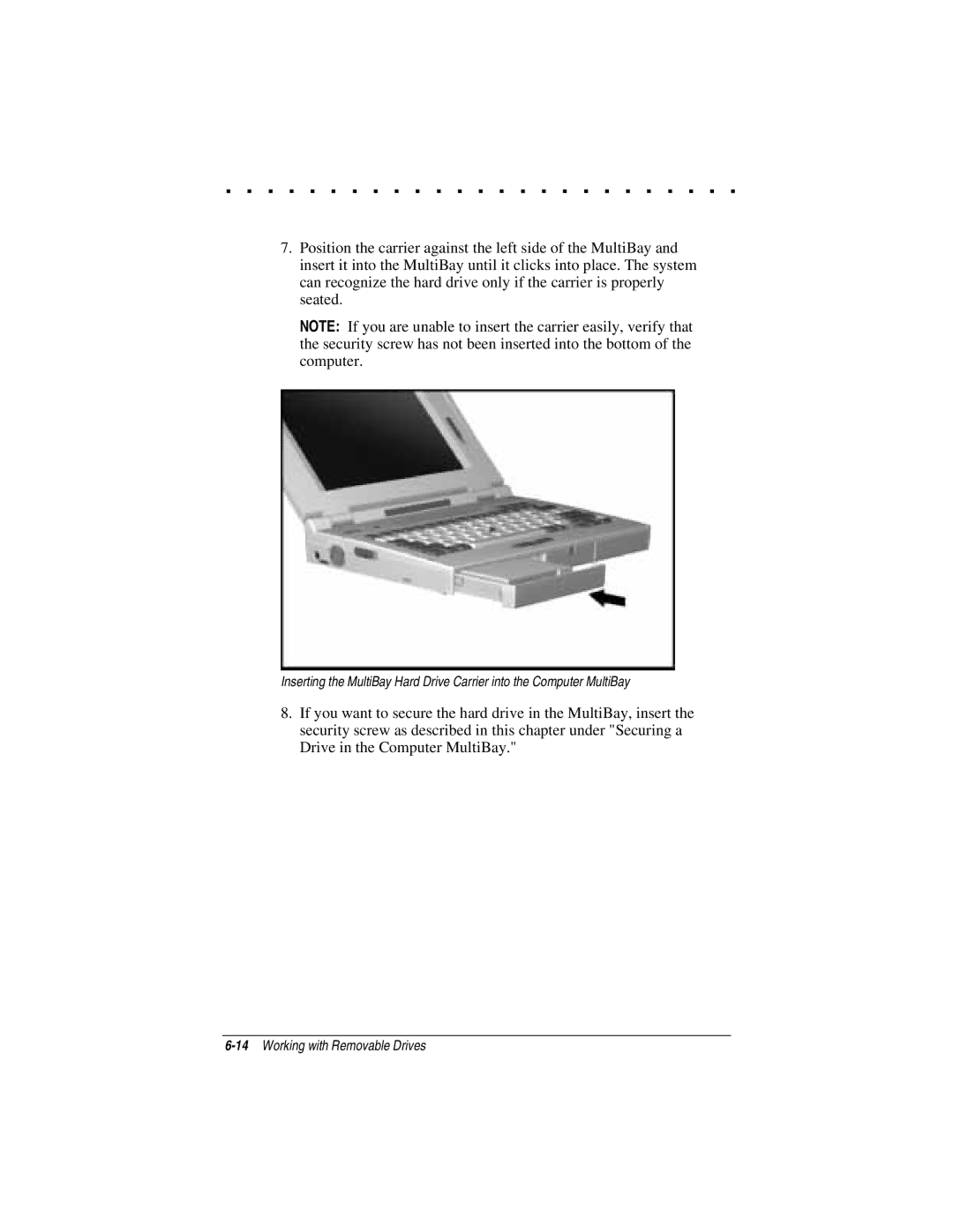 Compaq LTE 5000 manual 14Working with Removable Drives 