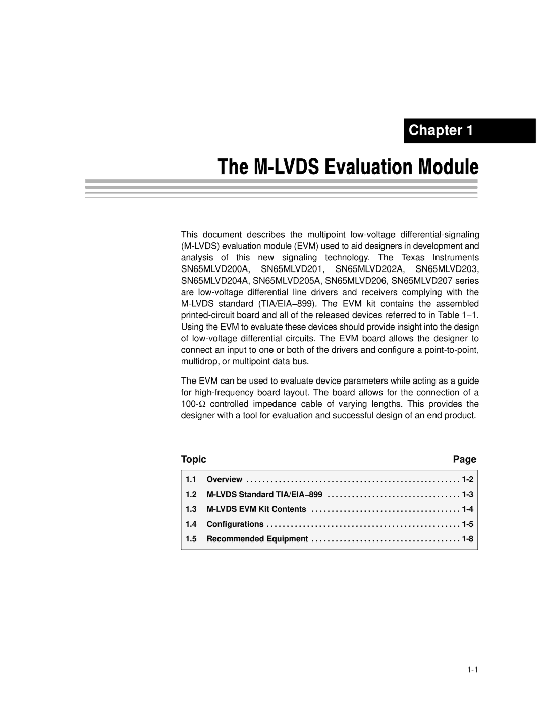 Compaq manual M-LVDS Evaluation Module, Topic 