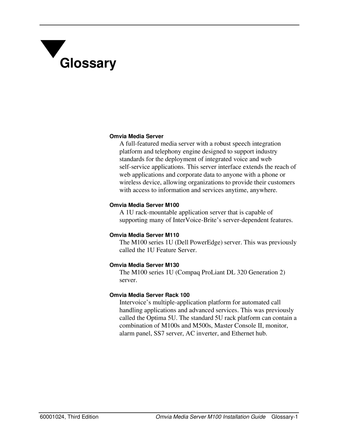 Compaq M100 manual Glossary 