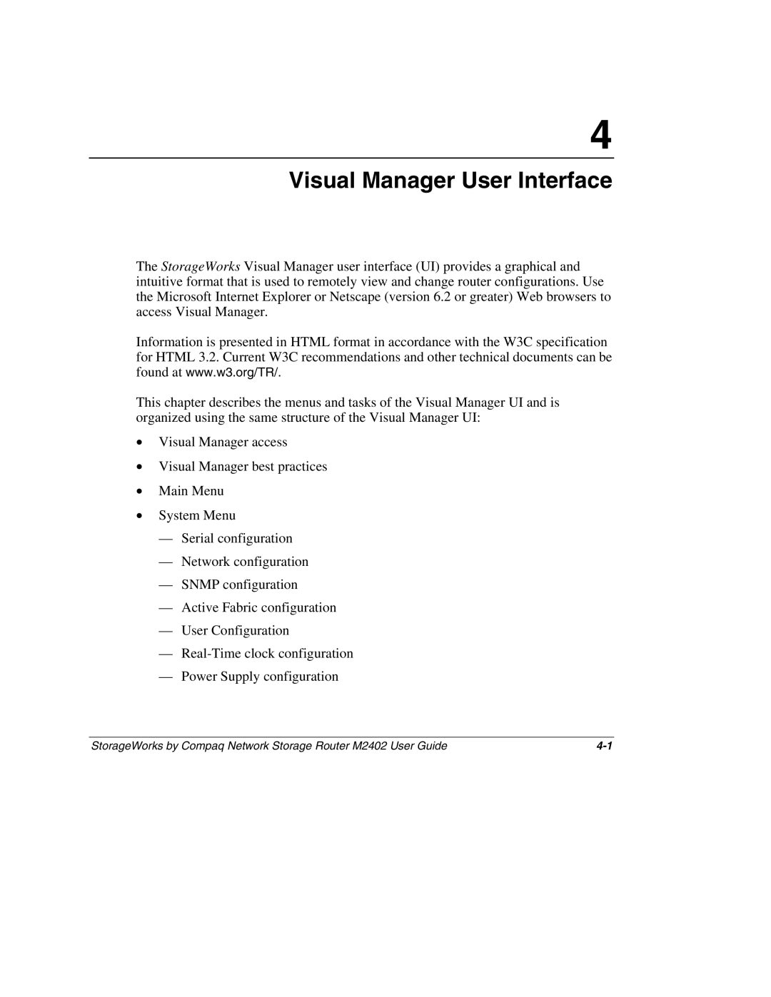 Compaq M2402 manual Visual Manager User Interface 