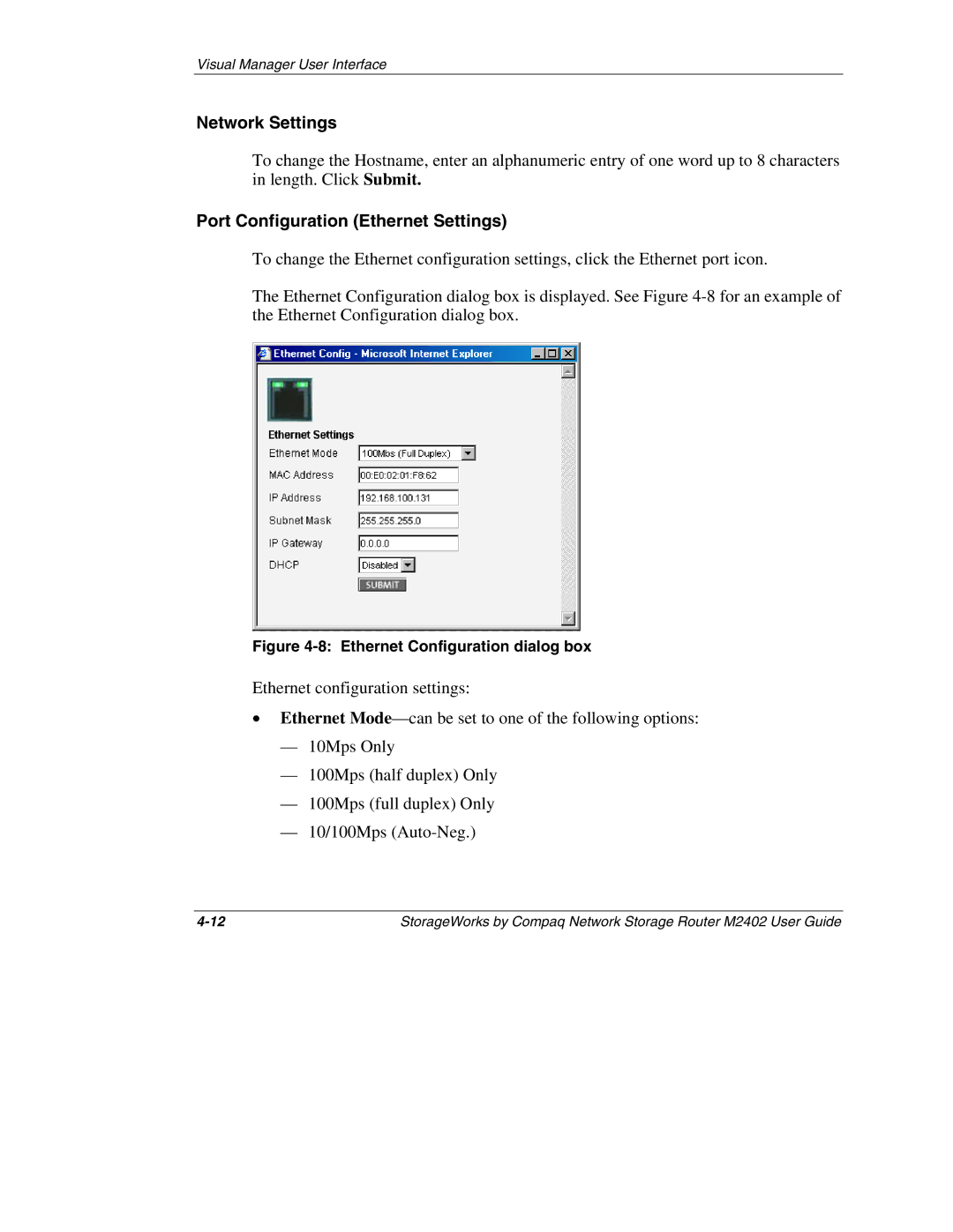 Compaq M2402 manual Network Settings 