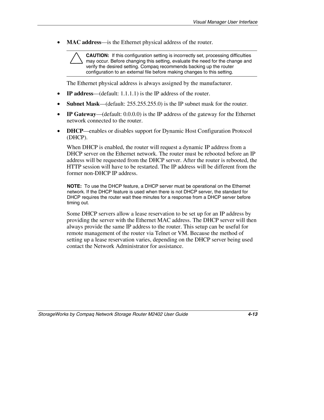 Compaq M2402 manual Visual Manager User Interface 