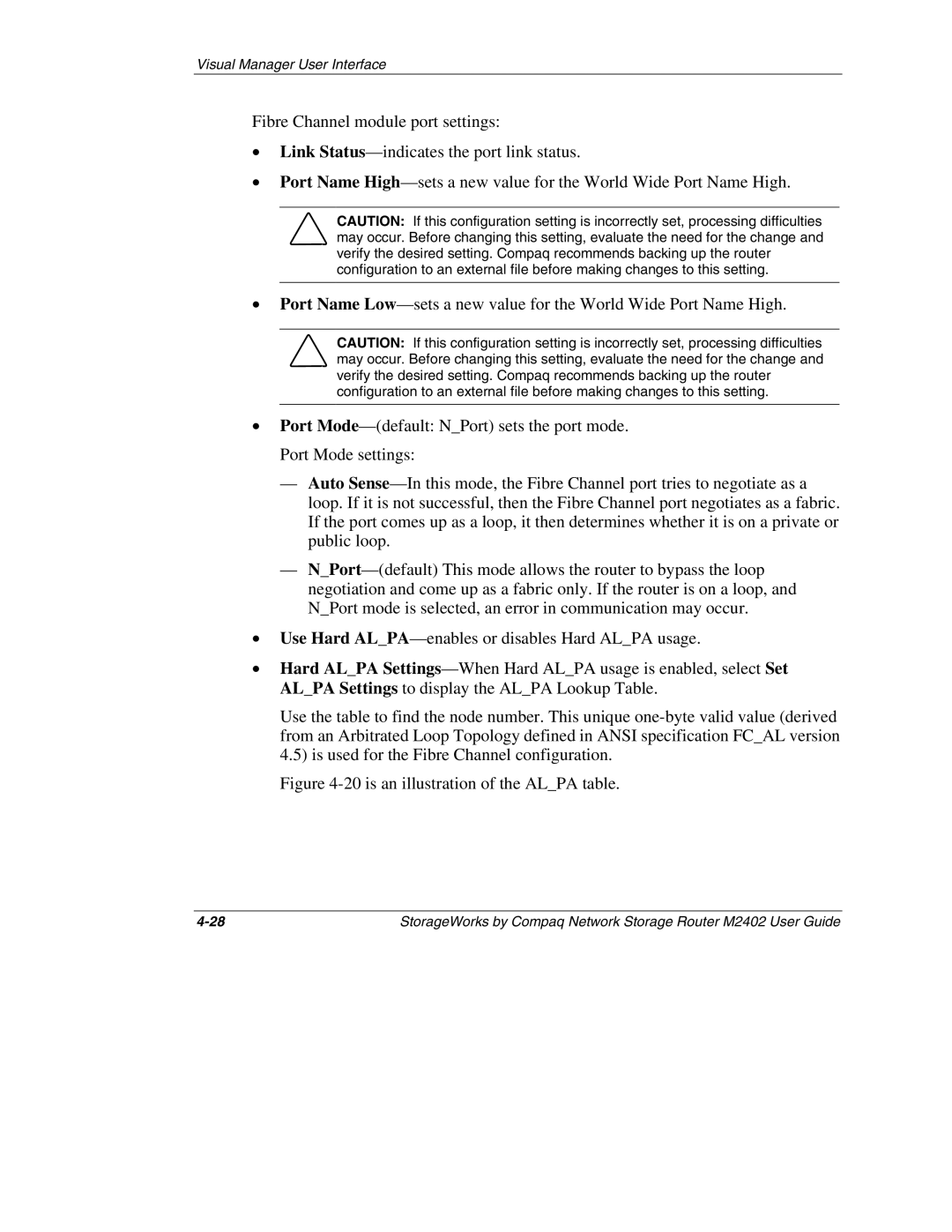 Compaq M2402 manual is an illustration of the Alpa table 