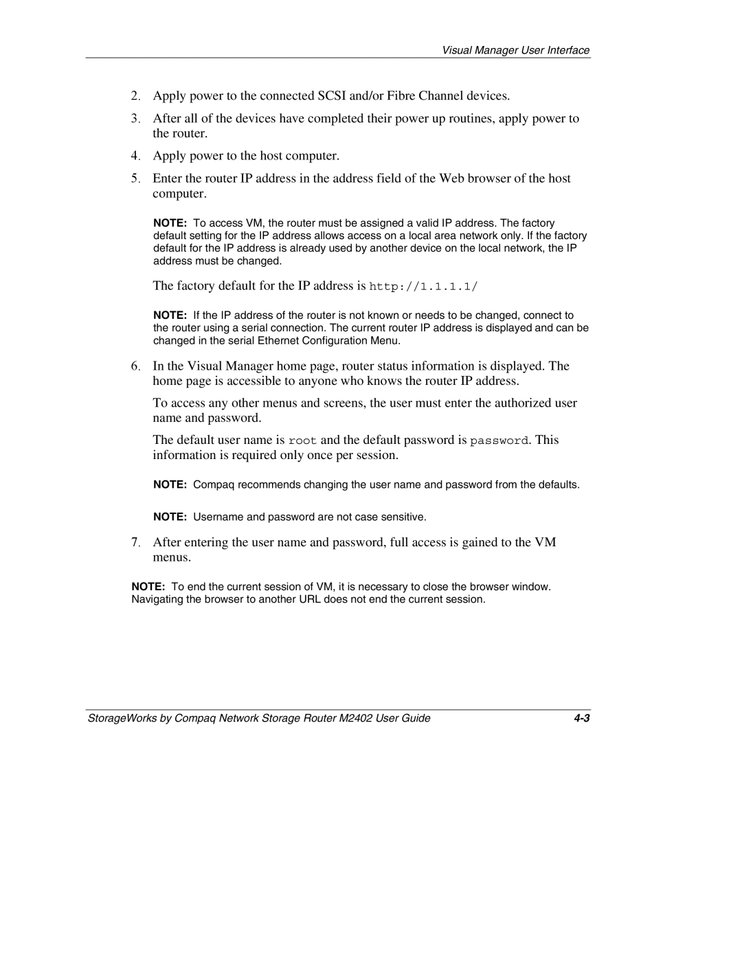 Compaq M2402 manual Visual Manager User Interface 