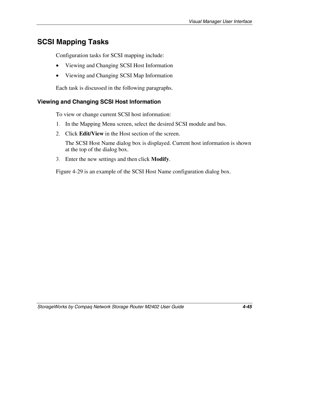 Compaq M2402 manual Scsi Mapping Tasks, Viewing and Changing Scsi Host Information 