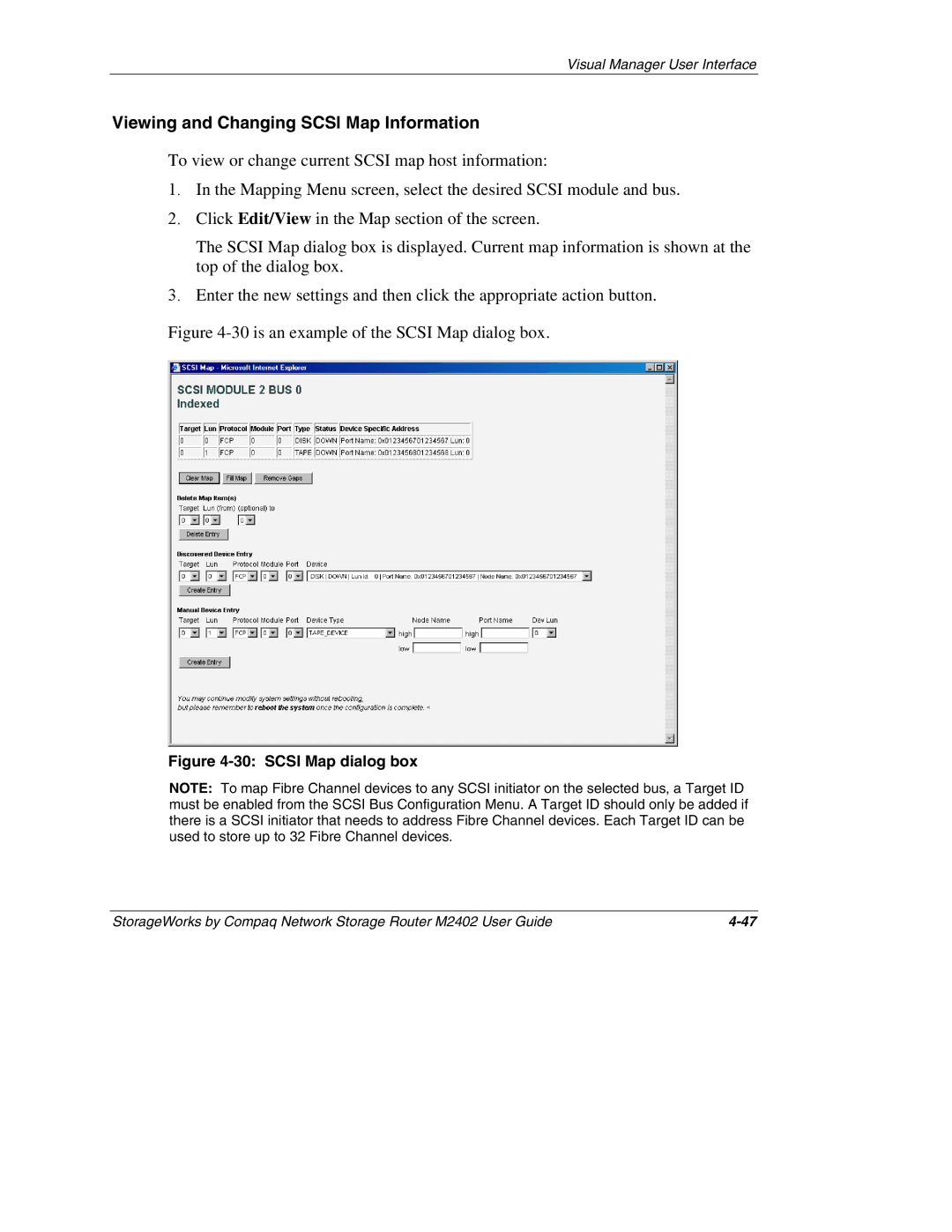 Compaq M2402 manual Viewing and Changing Scsi Map Information 