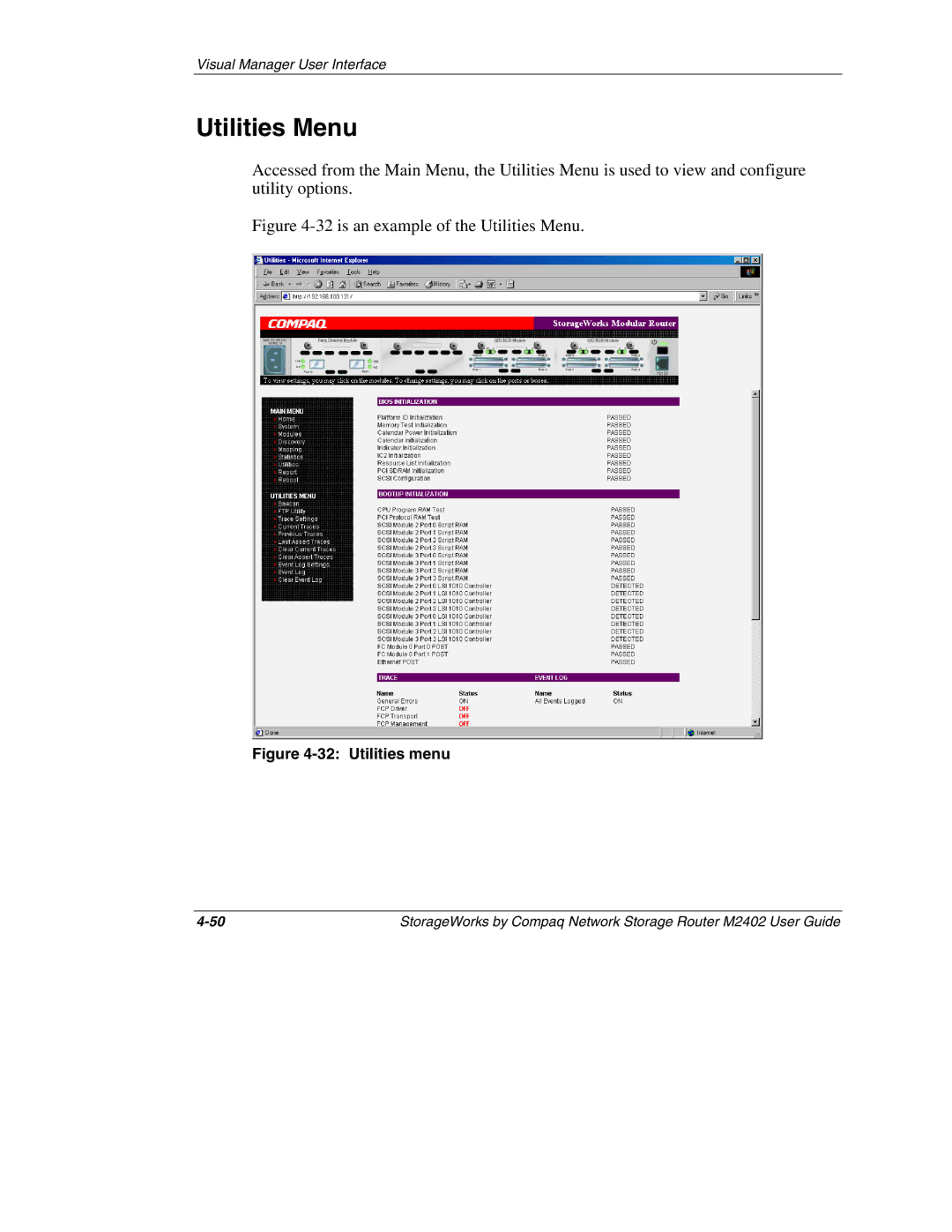 Compaq M2402 manual is an example of the Utilities Menu 