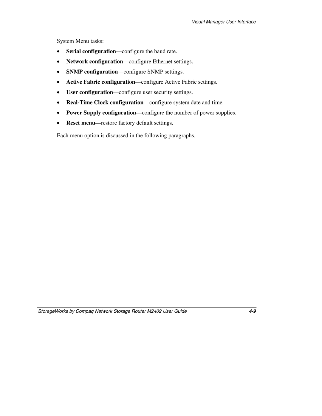 Compaq M2402 manual Visual Manager User Interface 