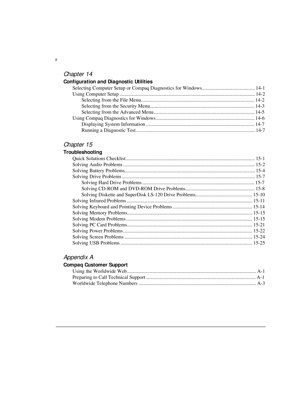 Compaq M300 manual Appendix a 