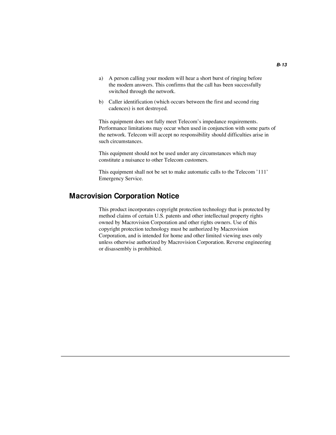 Compaq M300 manual Macrovision Corporation Notice 