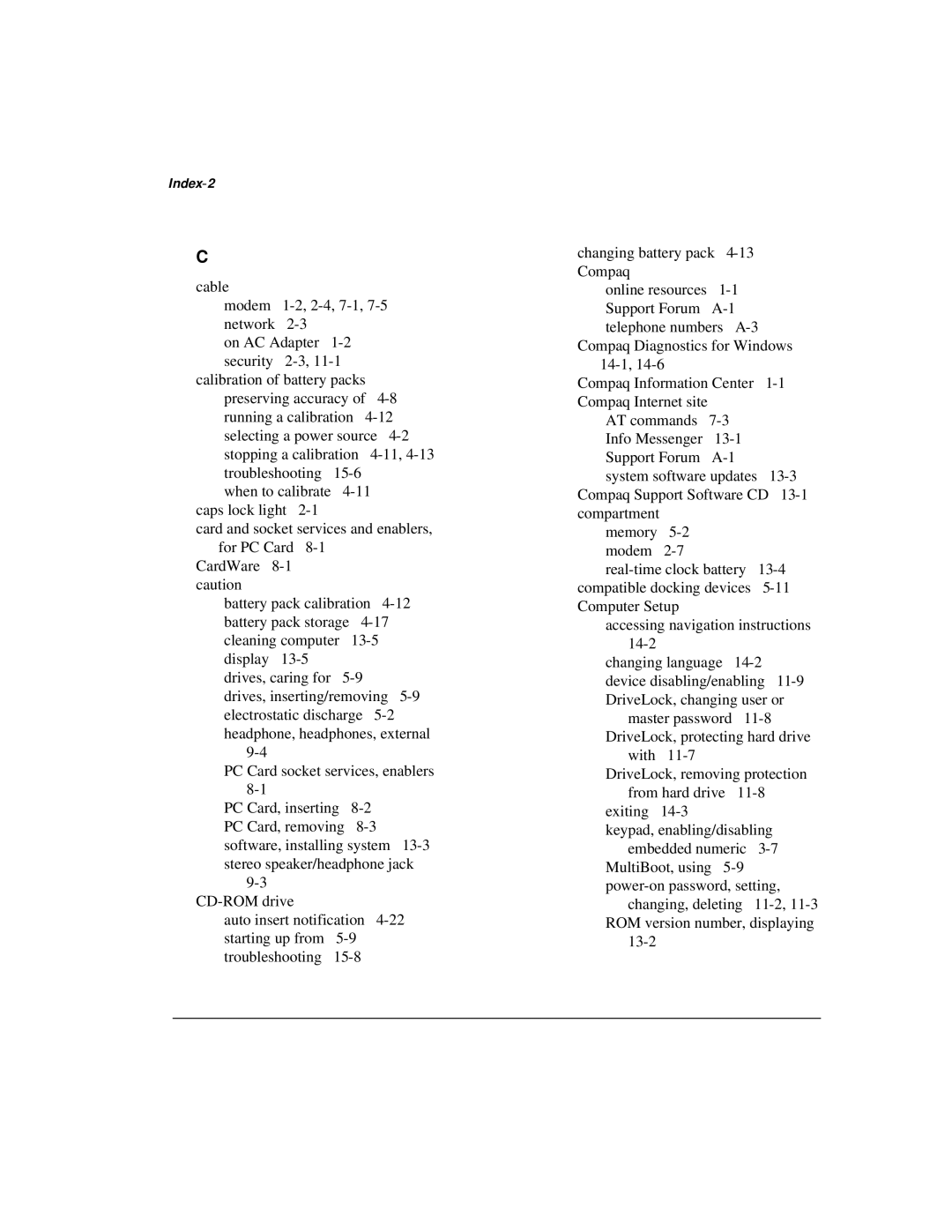 Compaq M300 manual Index-2 