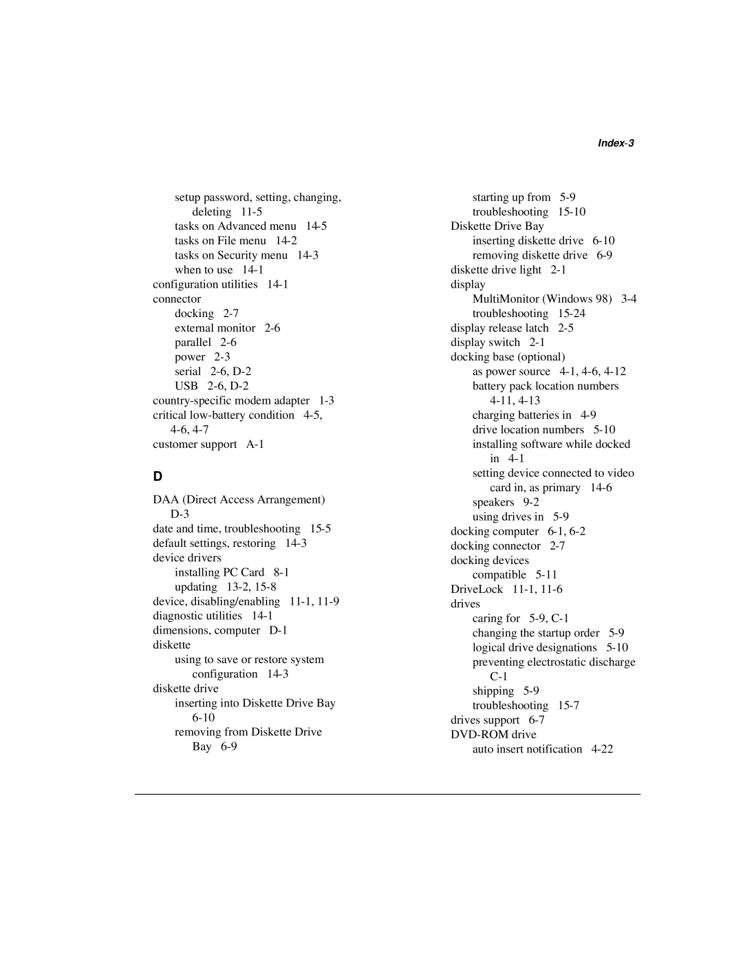 Compaq M300 manual Index-3 