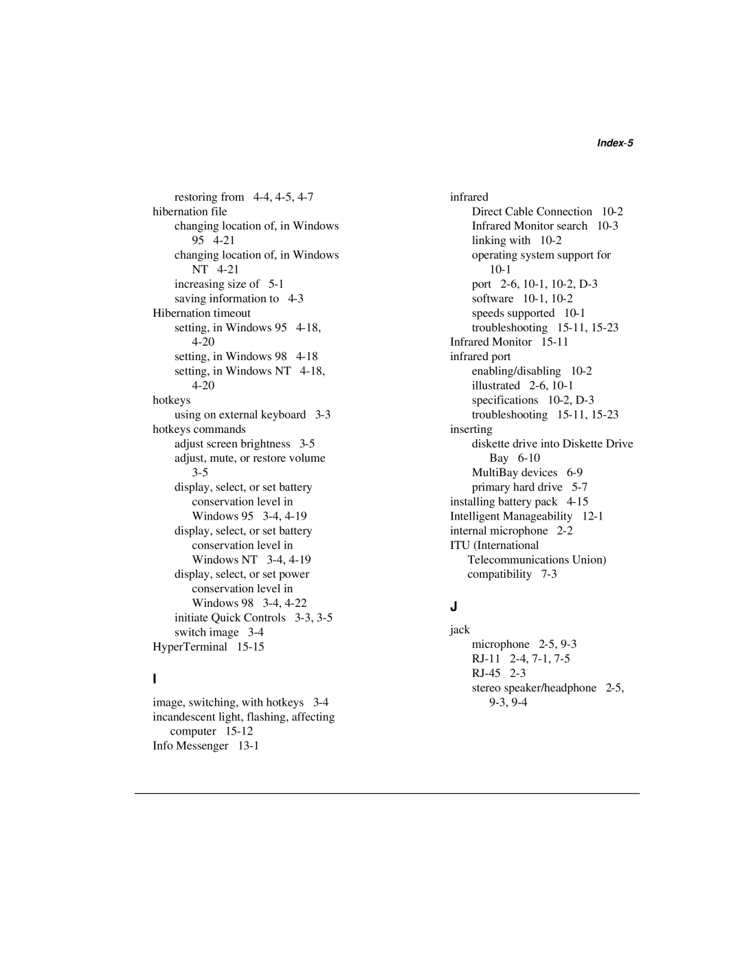 Compaq M300 manual Index-5 