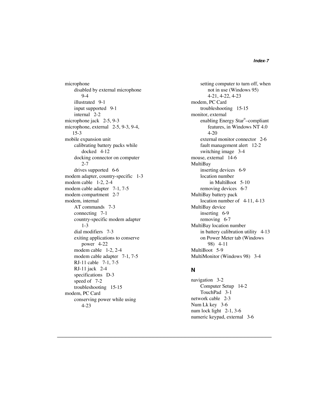 Compaq M300 manual Index-7 