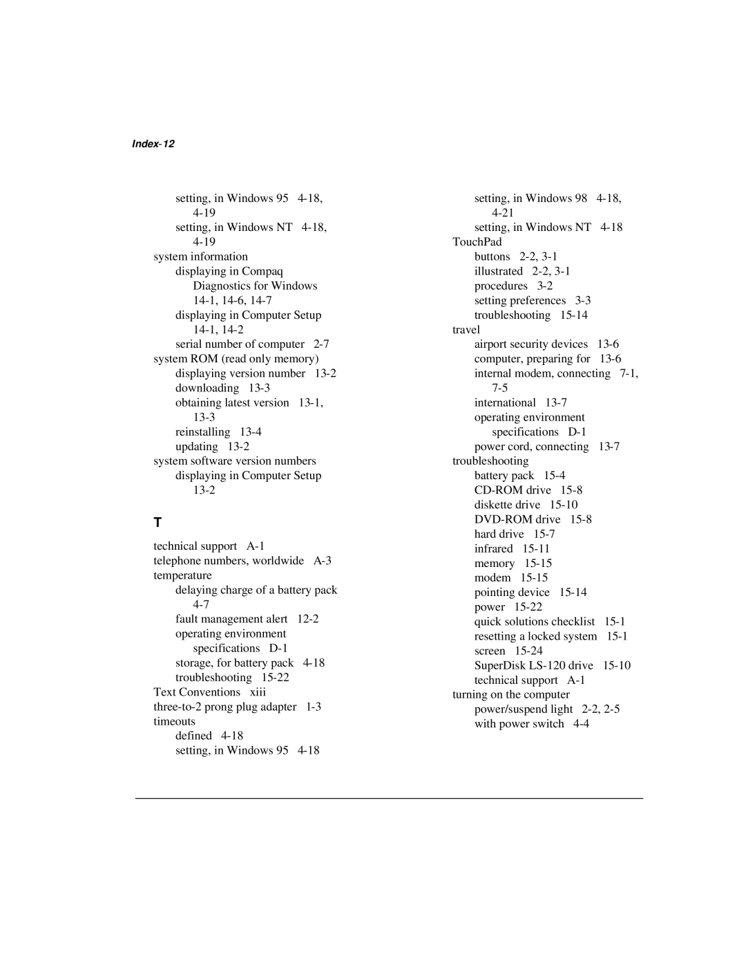 Compaq M300 manual Index-12 