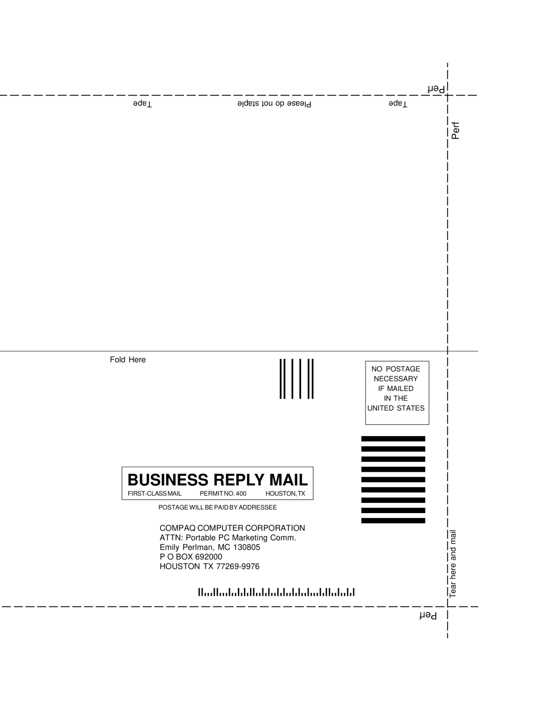 Compaq M300 manual Business Reply Mail 