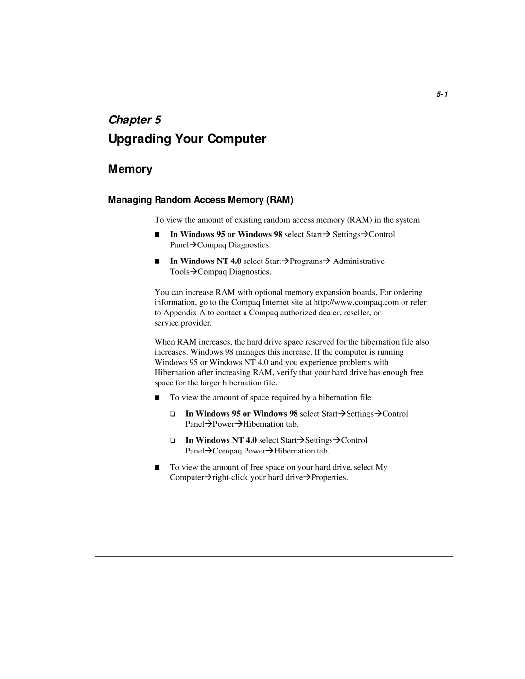 Compaq M300 manual Upgrading Your Computer, Managing Random Access Memory RAM 