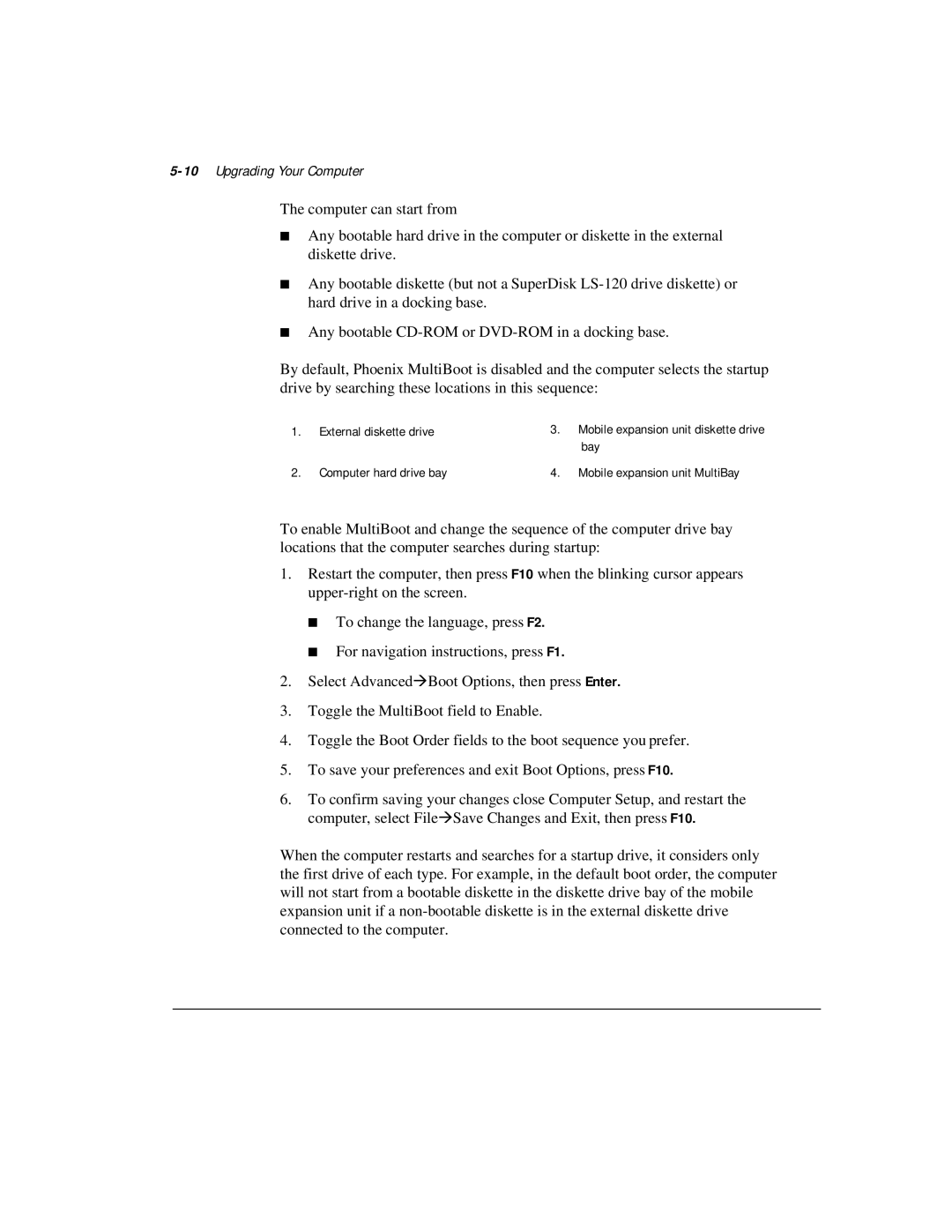 Compaq M300 manual 10Upgrading Your Computer, Bay 