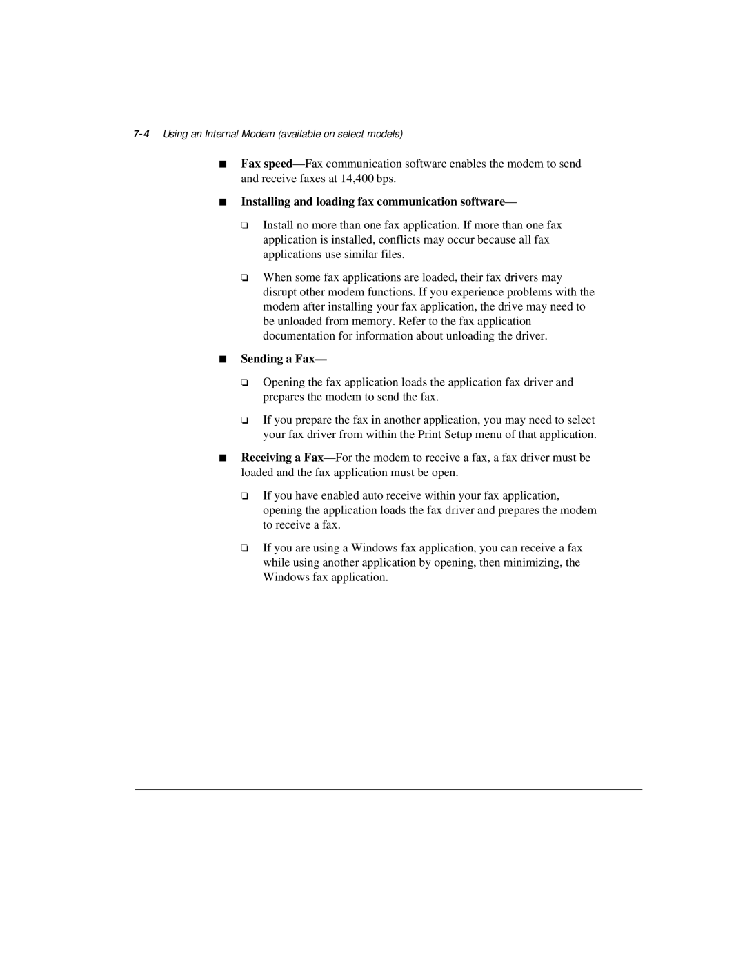 Compaq M300 manual 4Using an Internal Modem available on select models, Installing and loading fax communication software 