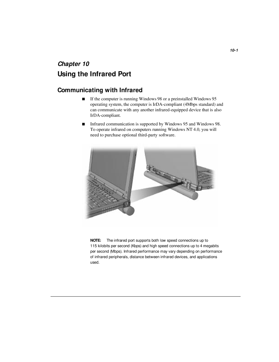 Compaq M300 manual Using the Infrared Port, Communicating with Infrared, 10-1 