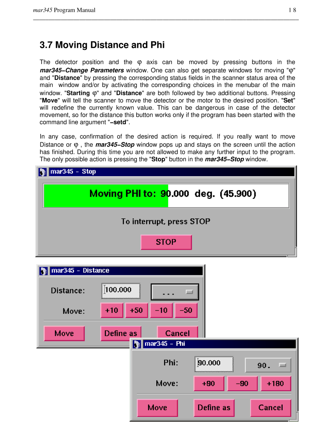 Compaq mar345 manual Moving Distance and Phi 