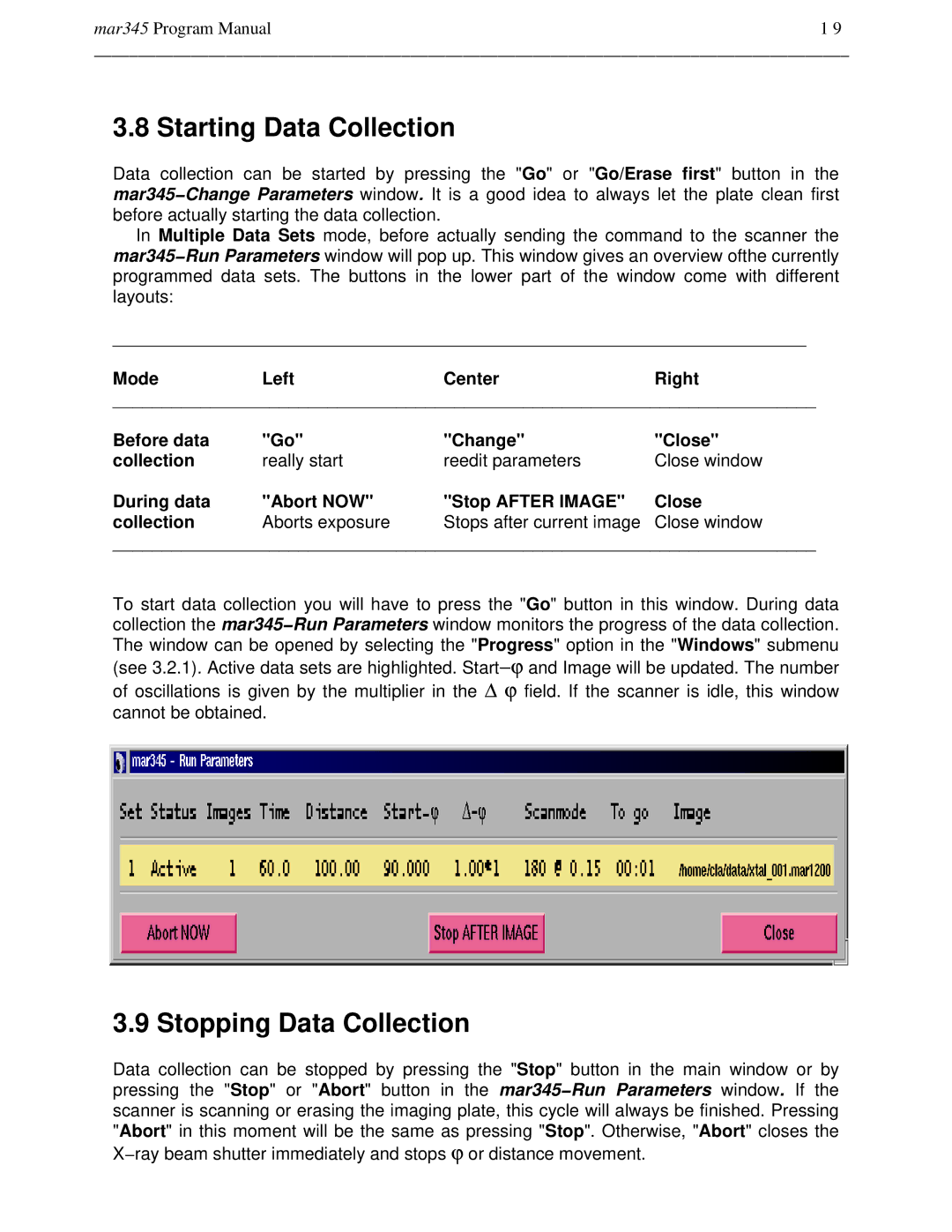 Compaq mar345 manual Starting Data Collection, Stopping Data Collection 