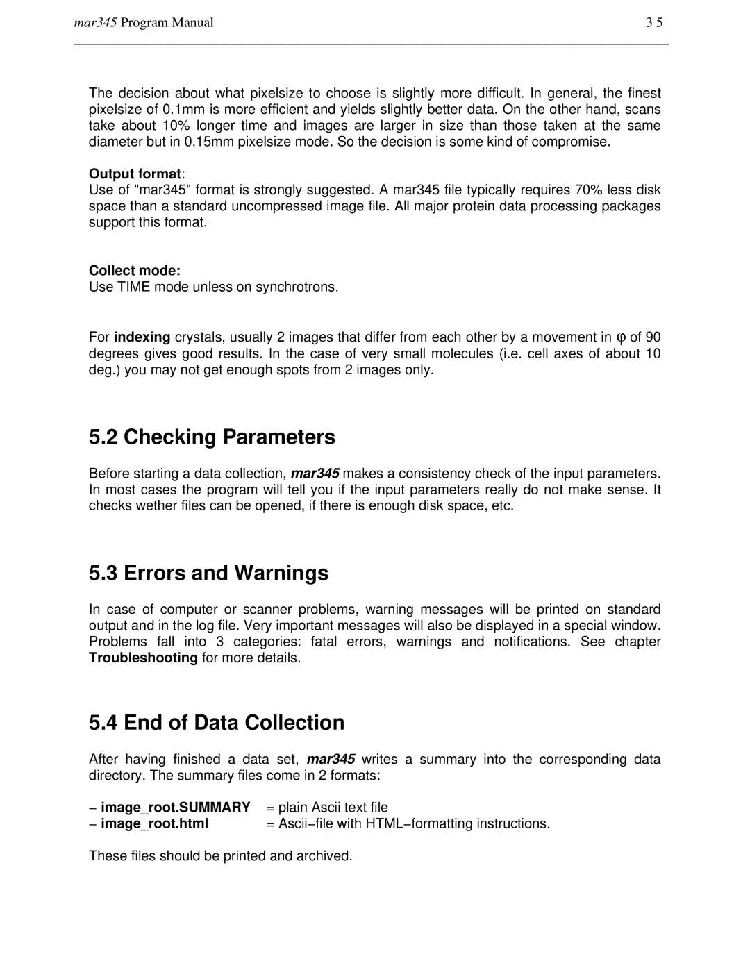 Compaq mar345 manual Checking Parameters, End of Data Collection, Imageroot.SUMMARY, Imageroot.html 