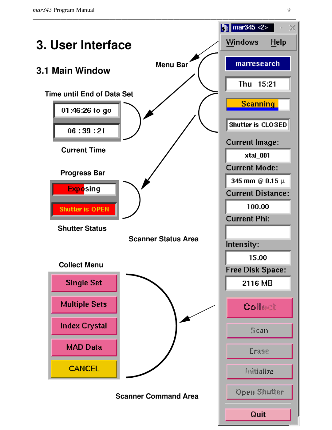 Compaq mar345 manual User Interface, Main Window, Menu Bar 