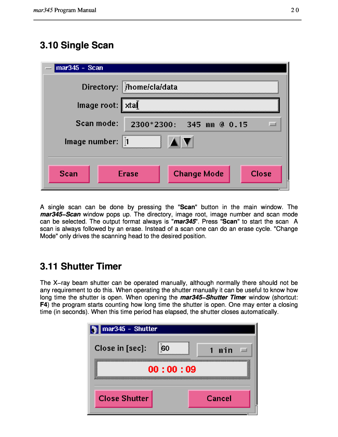 Compaq manual Single Scan, Shutter Timer, mar345 Program Manual 