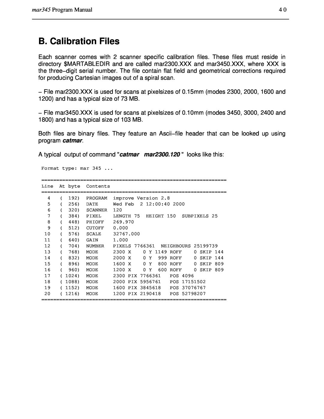 Compaq manual B. Calibration Files, mar345 Program Manual 