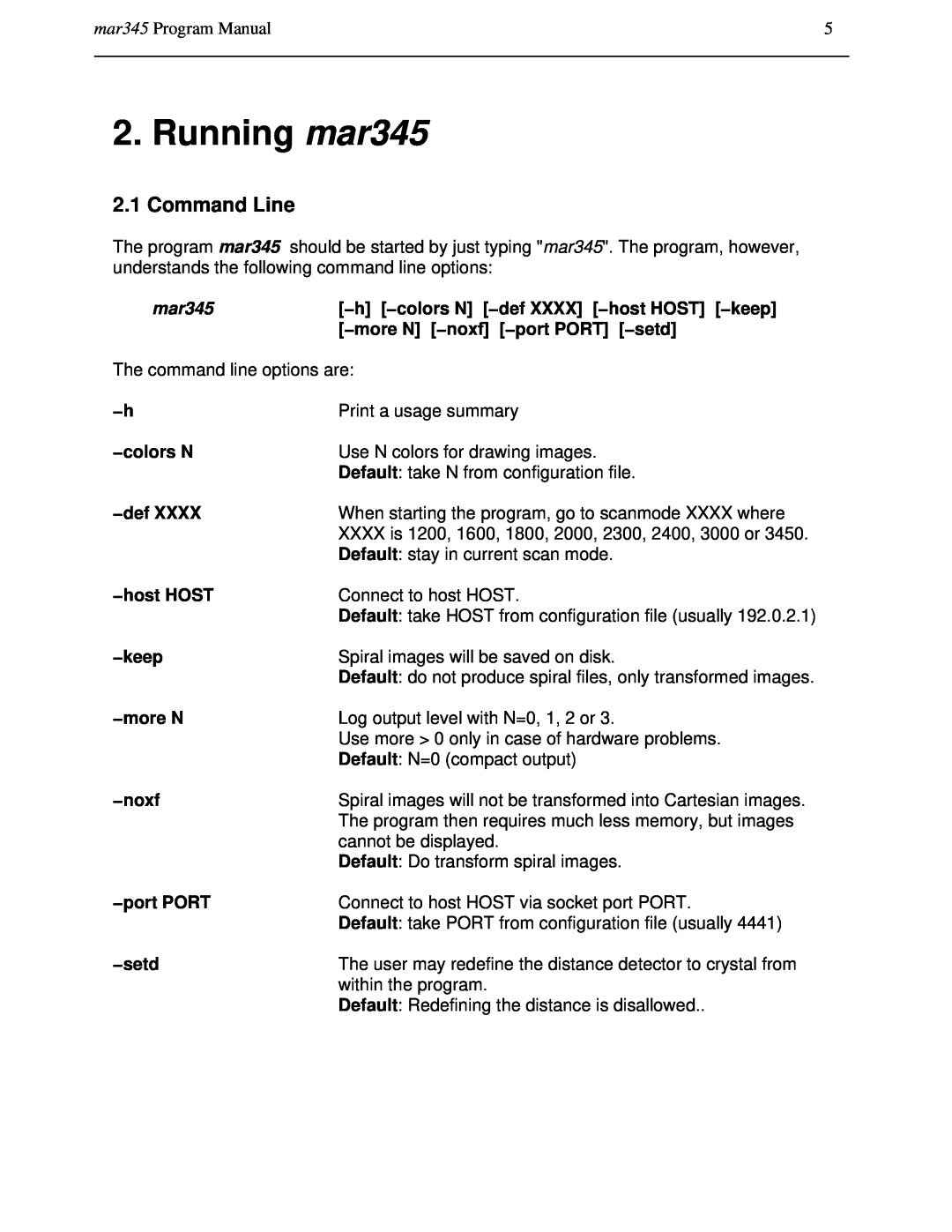 Compaq manual Running mar345, Command Line, mar345 Program Manual 