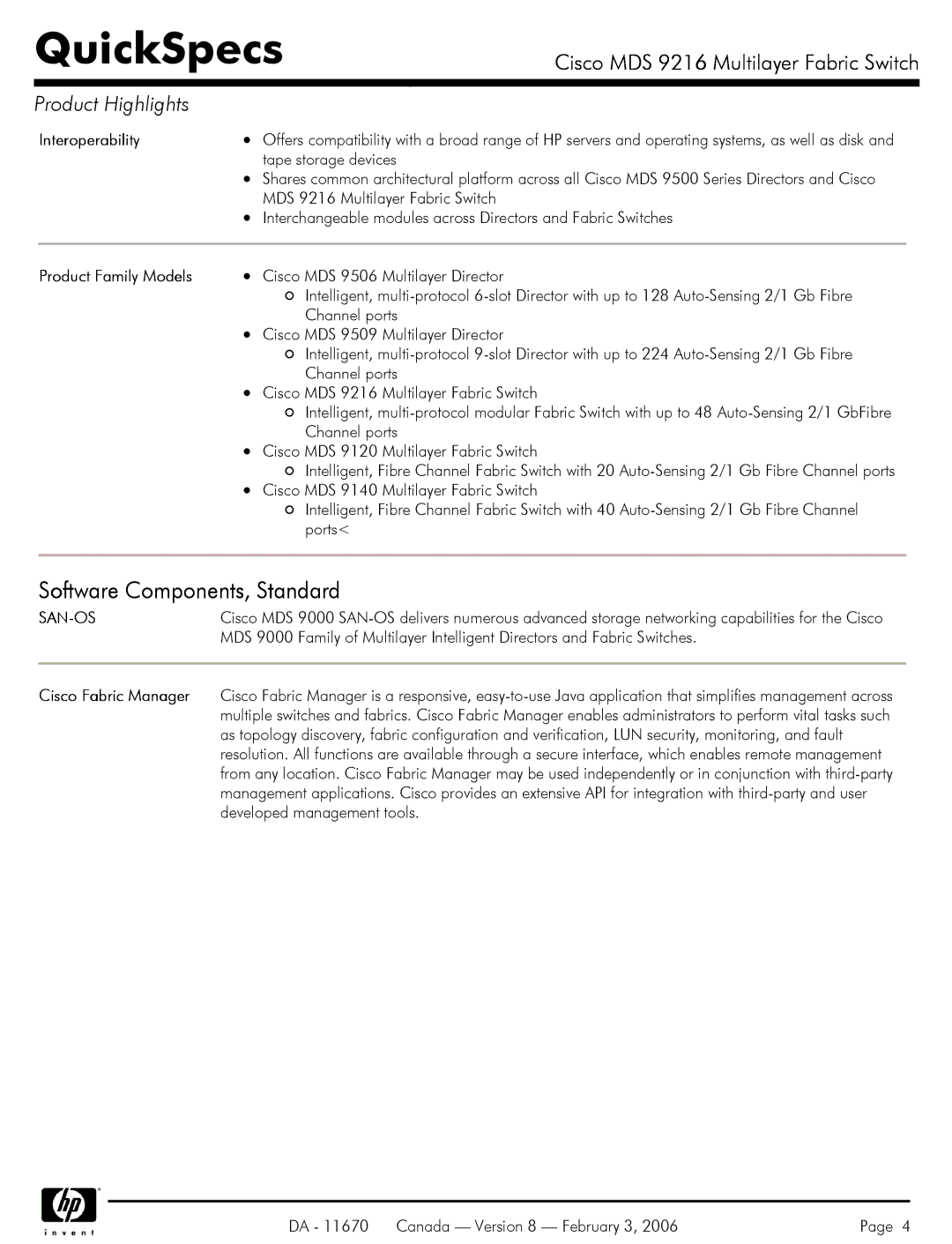 Compaq MDS 9216 manual Interoperability, Product Family Models 