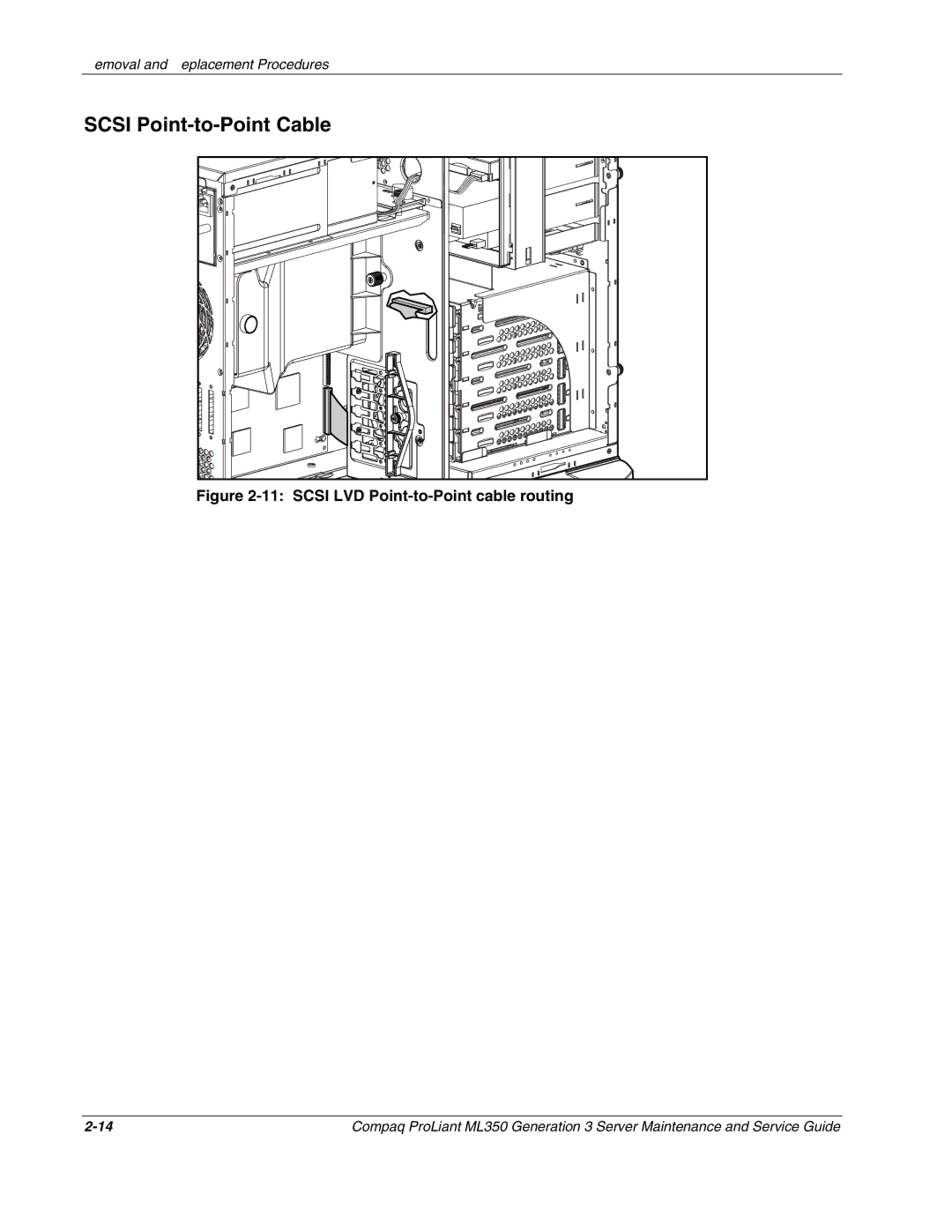 Compaq ML350 manual Scsi Point-to-Point Cable, Scsi LVD Point-to-Point cable routing 