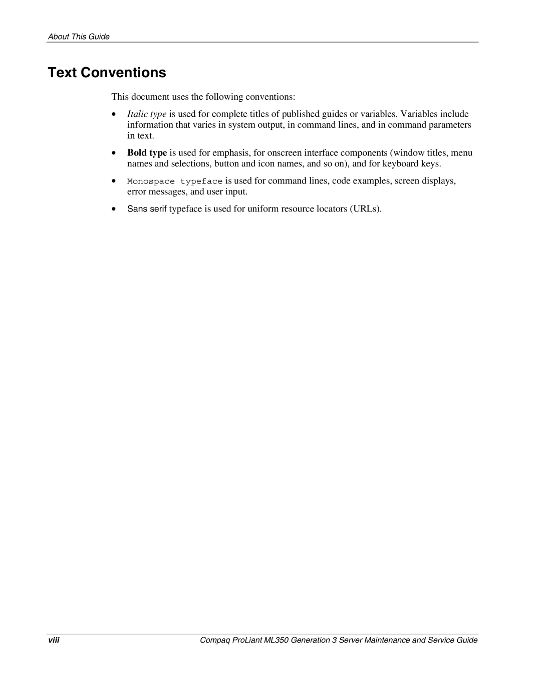 Compaq ML350 manual Text Conventions 