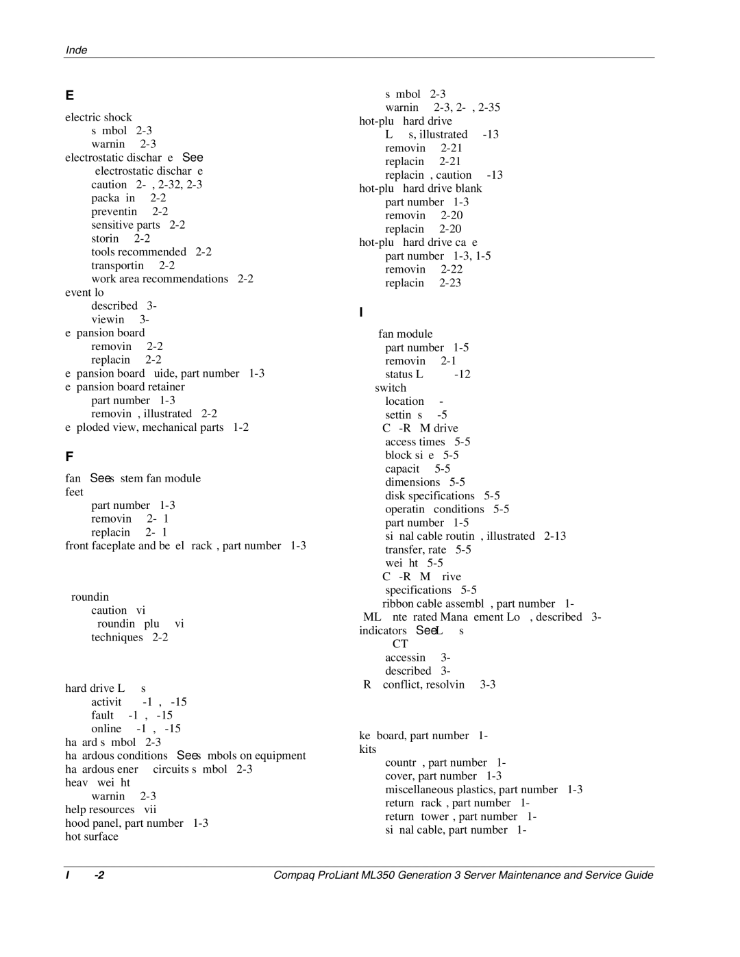 Compaq ML350 manual Index-2 