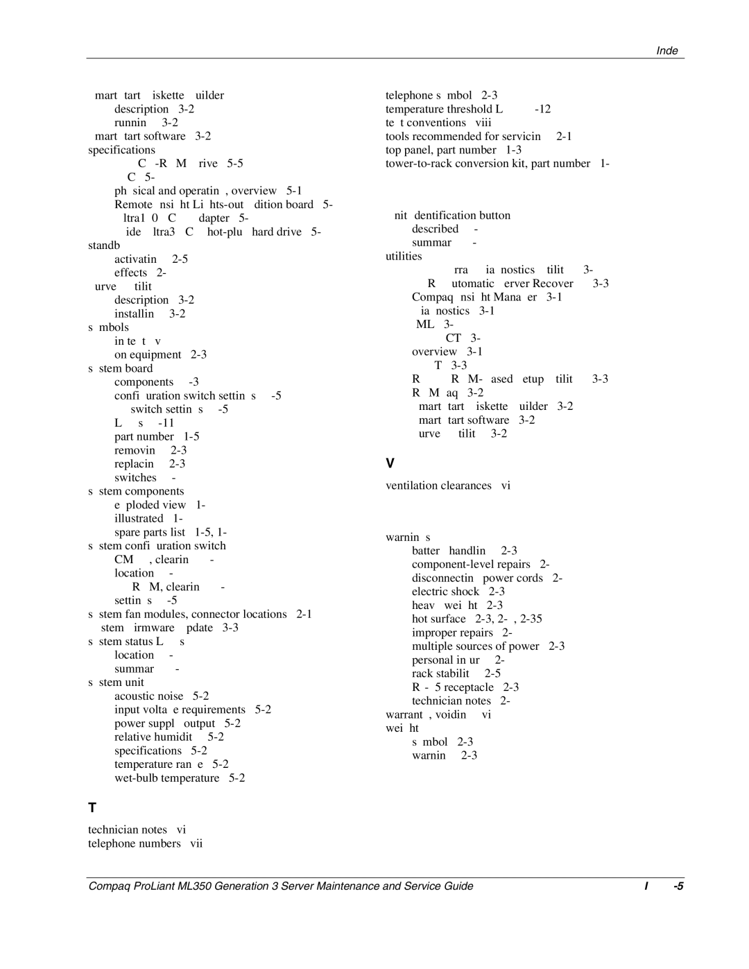 Compaq ML350 manual Index-5 