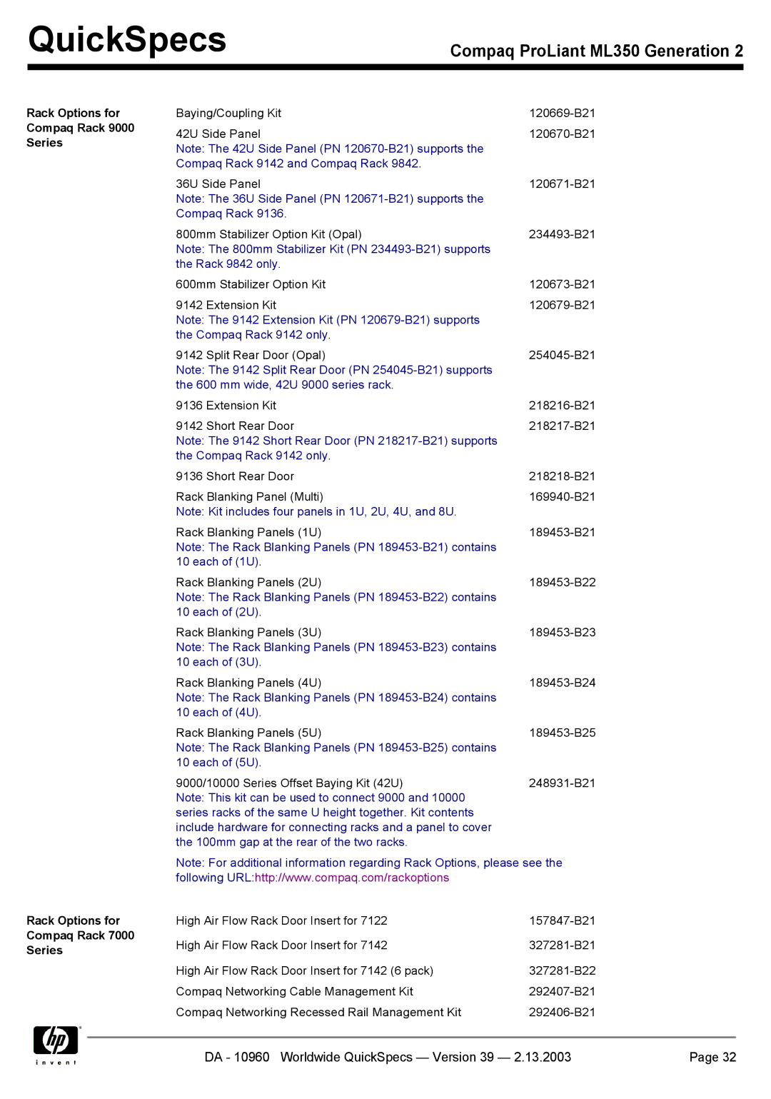 Compaq ML350 specifications QuickSpecs 