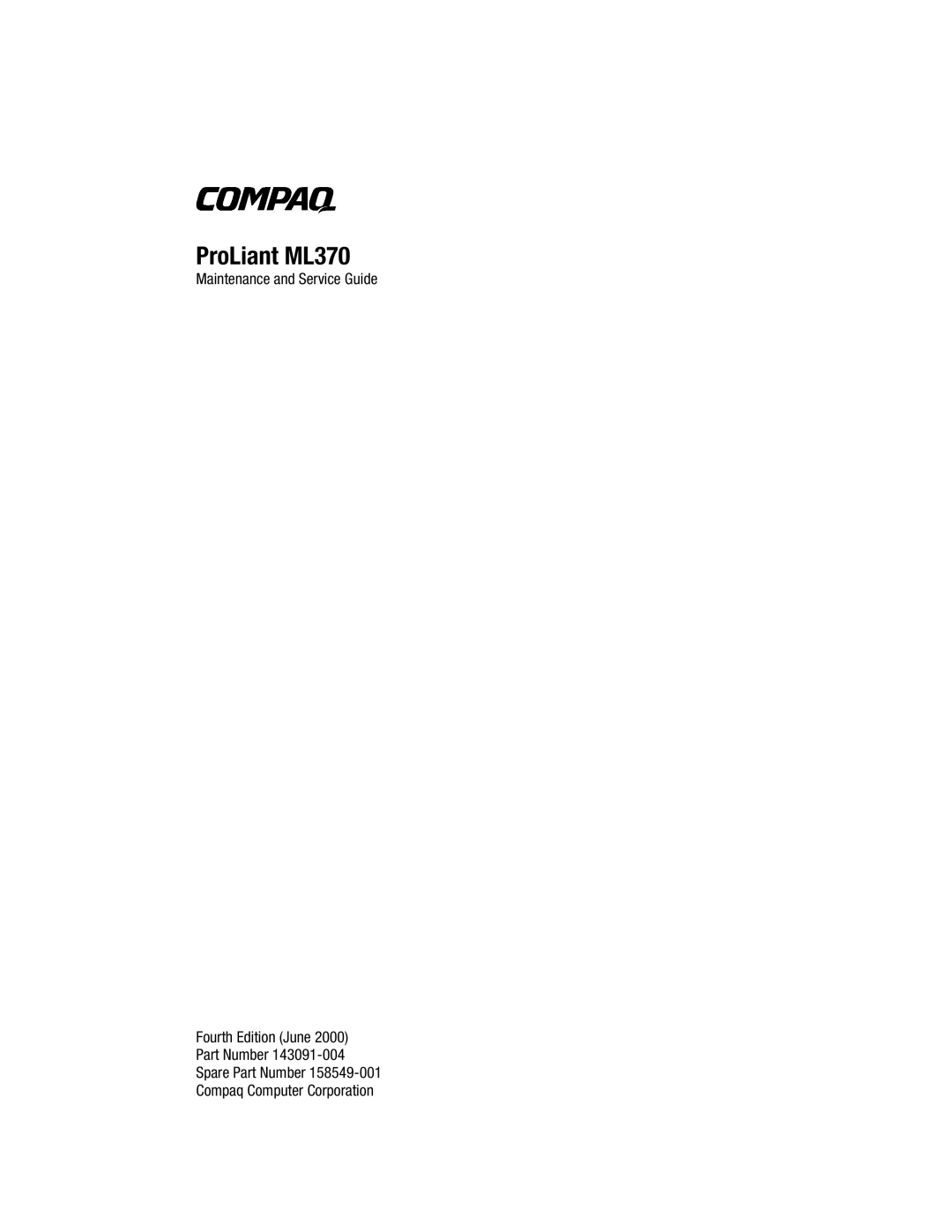 Compaq manual ProLiant ML370 