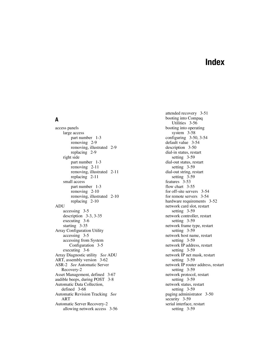 Compaq ML370 manual Index 